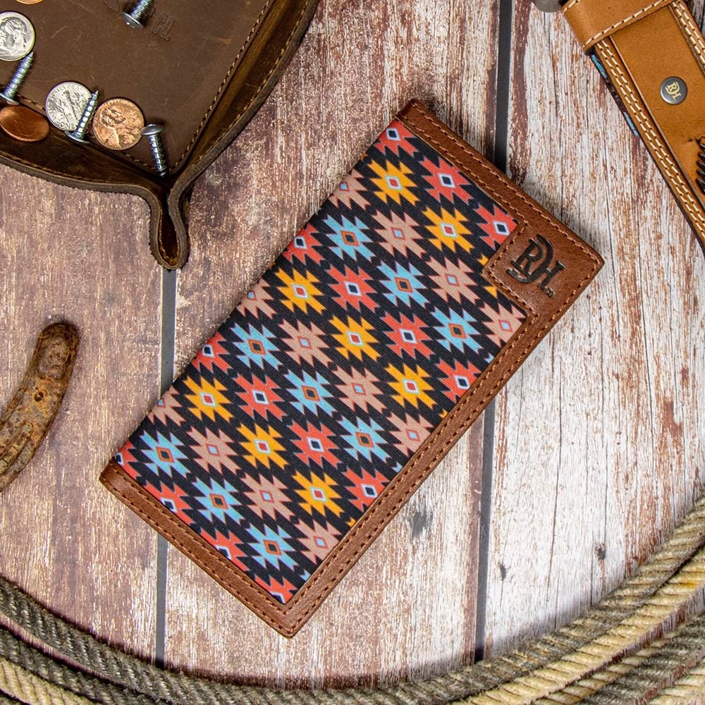 Red Dirt Hat Genuine Leather Boho/Southwest Pattern Long Bi Fold Rodeo Wallet